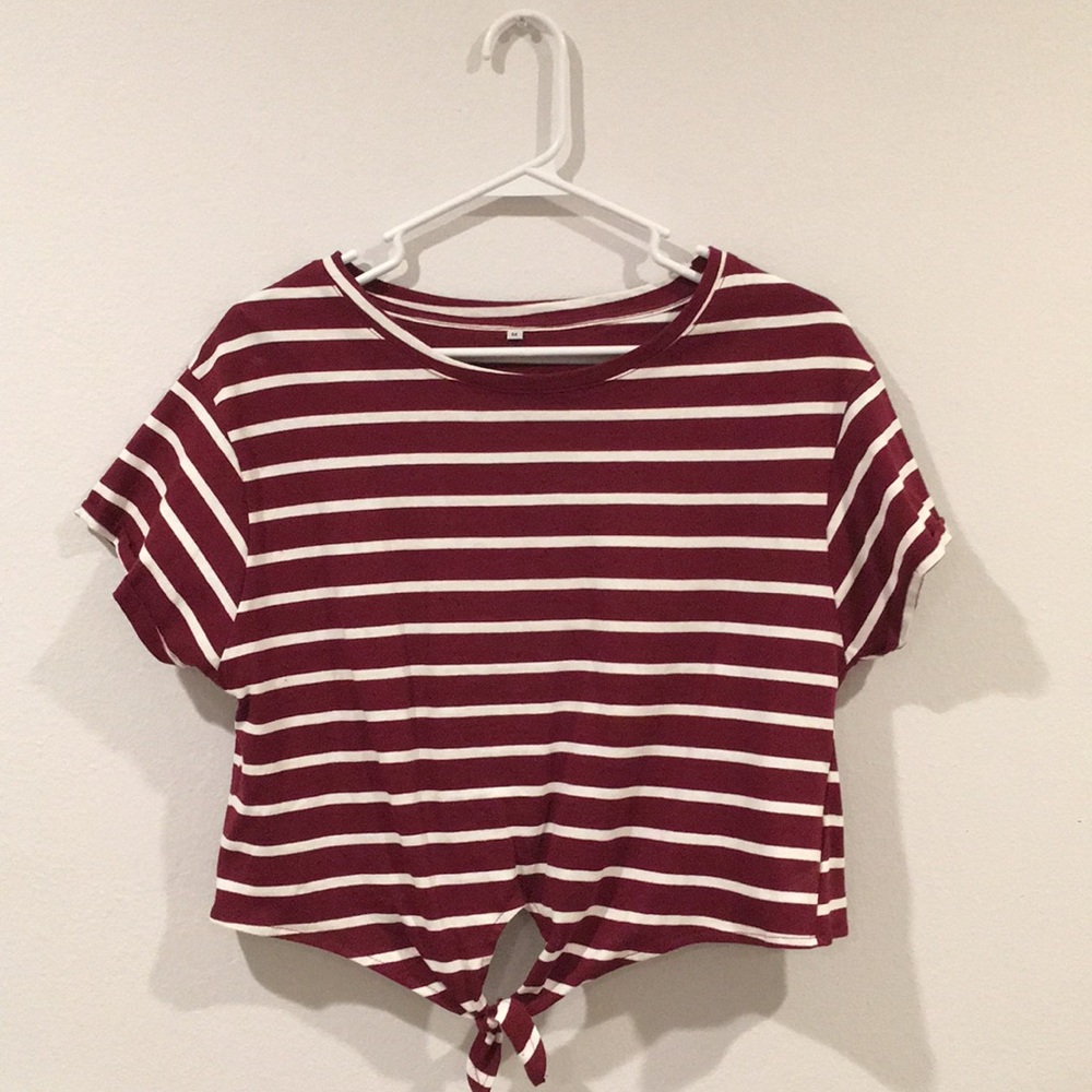 Striped Knot Front Tee